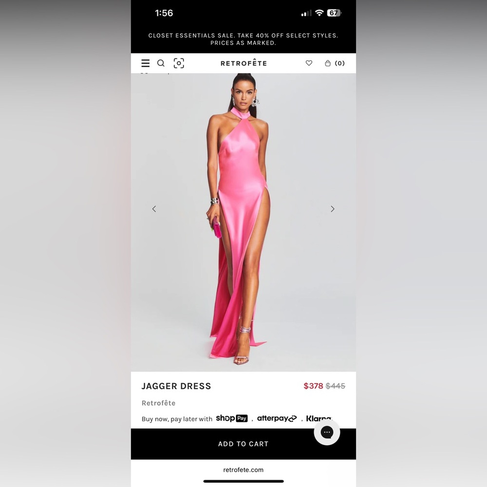 NWOT Hot Pink Retrofete Jagger Side Slit Maxi